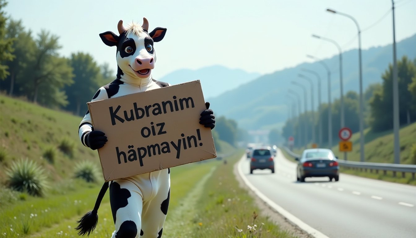 Düzce’de İnek Kostümüyle D-100’de Hız Denetimi!
